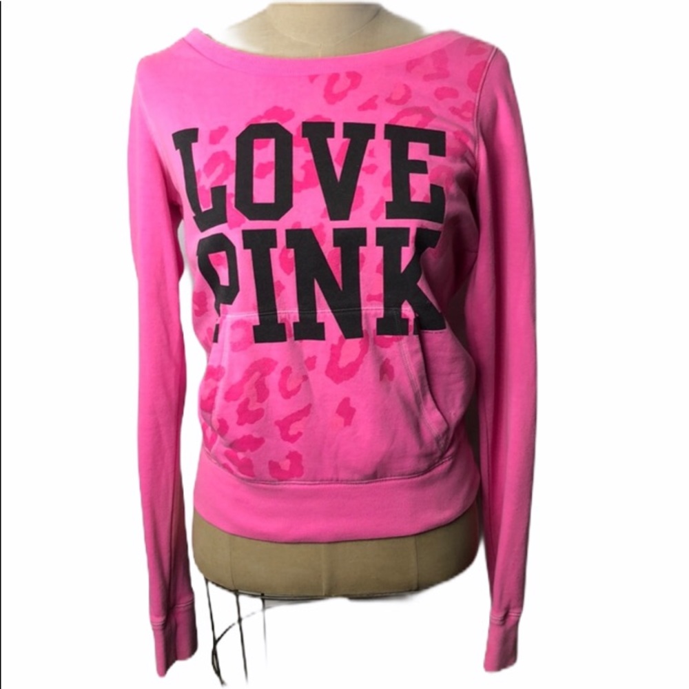 Pink Victoria’s Secret leopard print sweatshirt - Picture 1 of 5